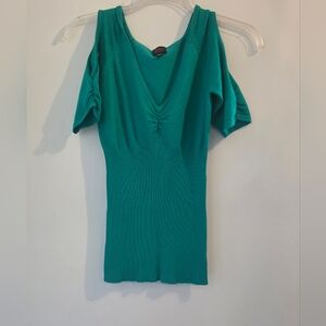 Teal V-Neck Knit Top